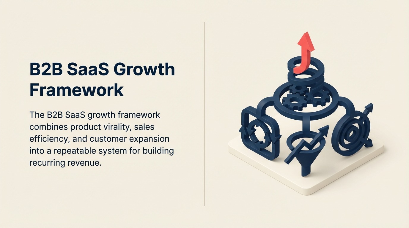 B2B SaaS growth framework flywheel connecting acquisition, activation, retention, expansion, and unit economics
