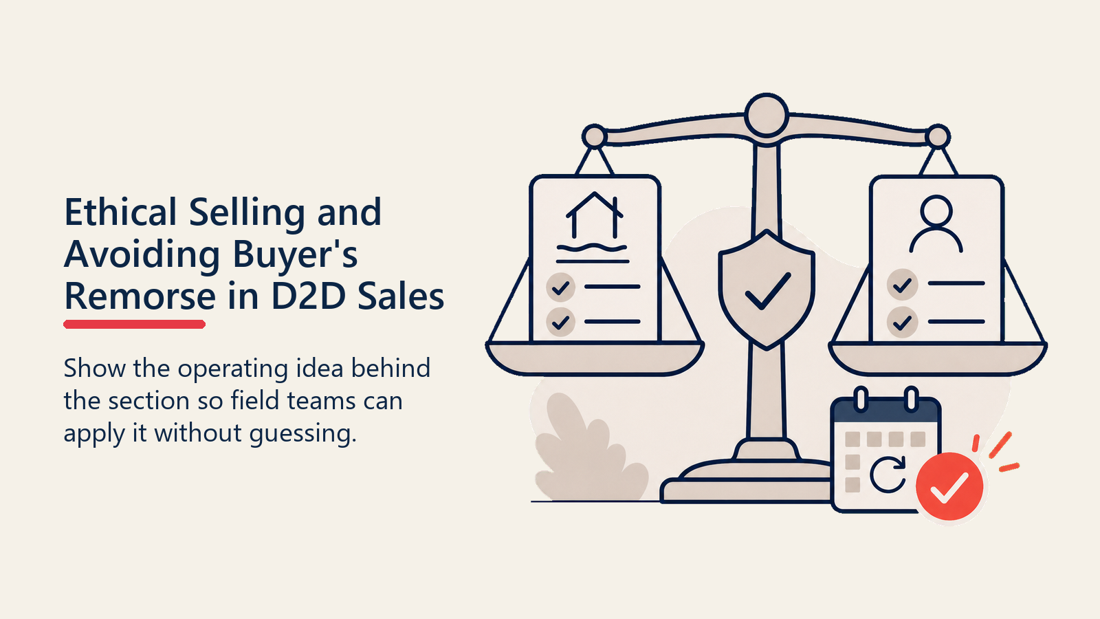 Ethical D2D Selling illustrated as a protective hand sheltering a transparent agreement and customer trust