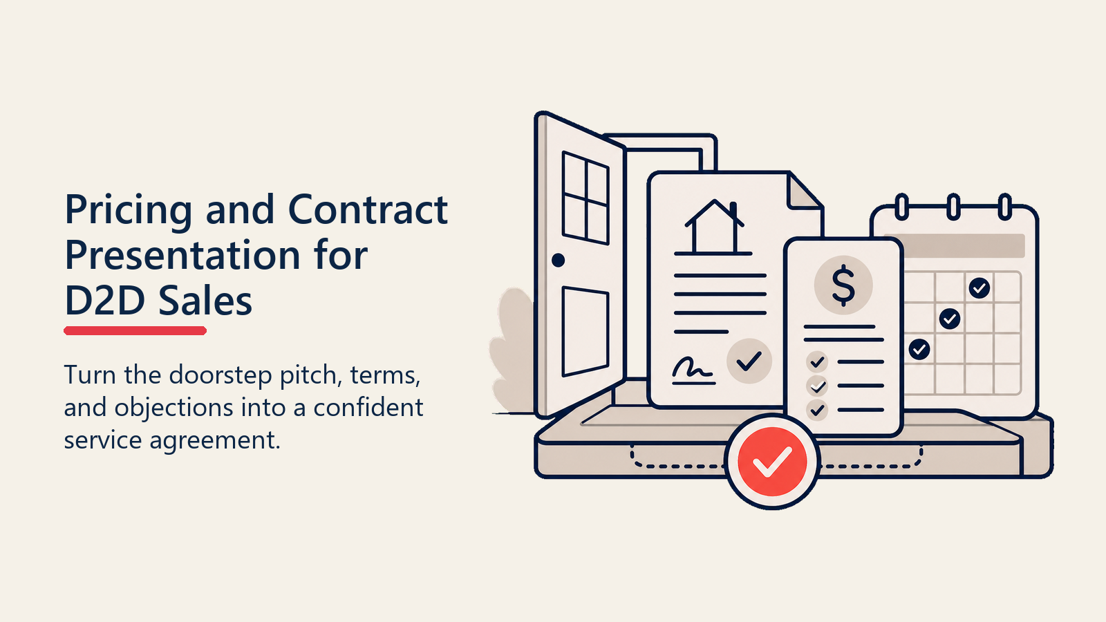D2D pricing and contract presentation shown as a value bridge carrying a price card to a signed agreement