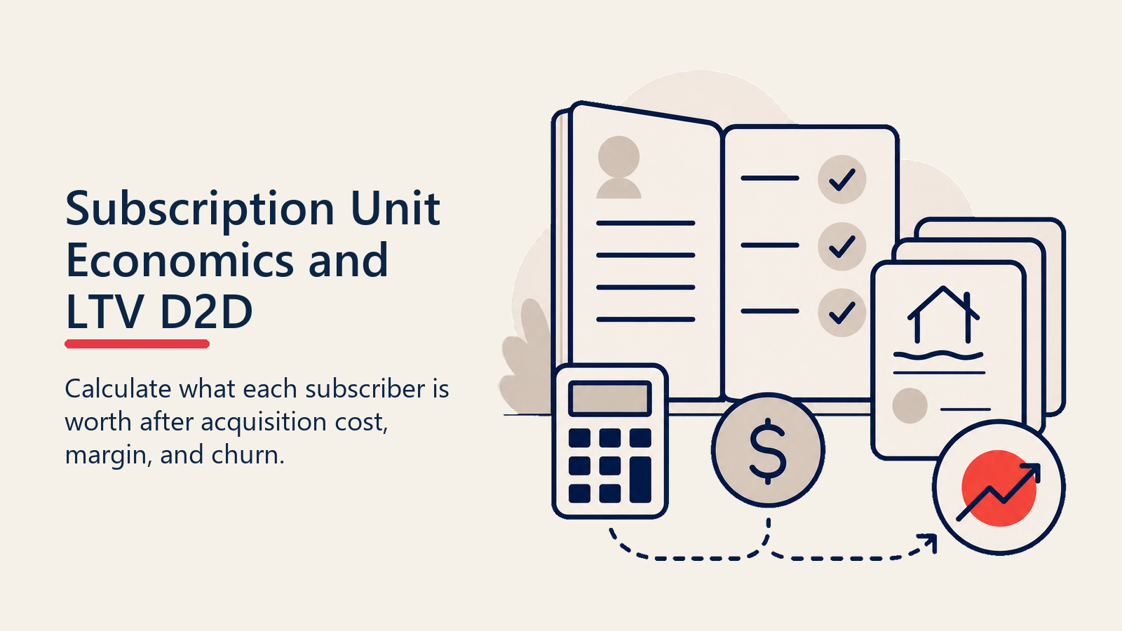 Subscription unit economics shown as a customer value coin transformed into a lifetime value stack
