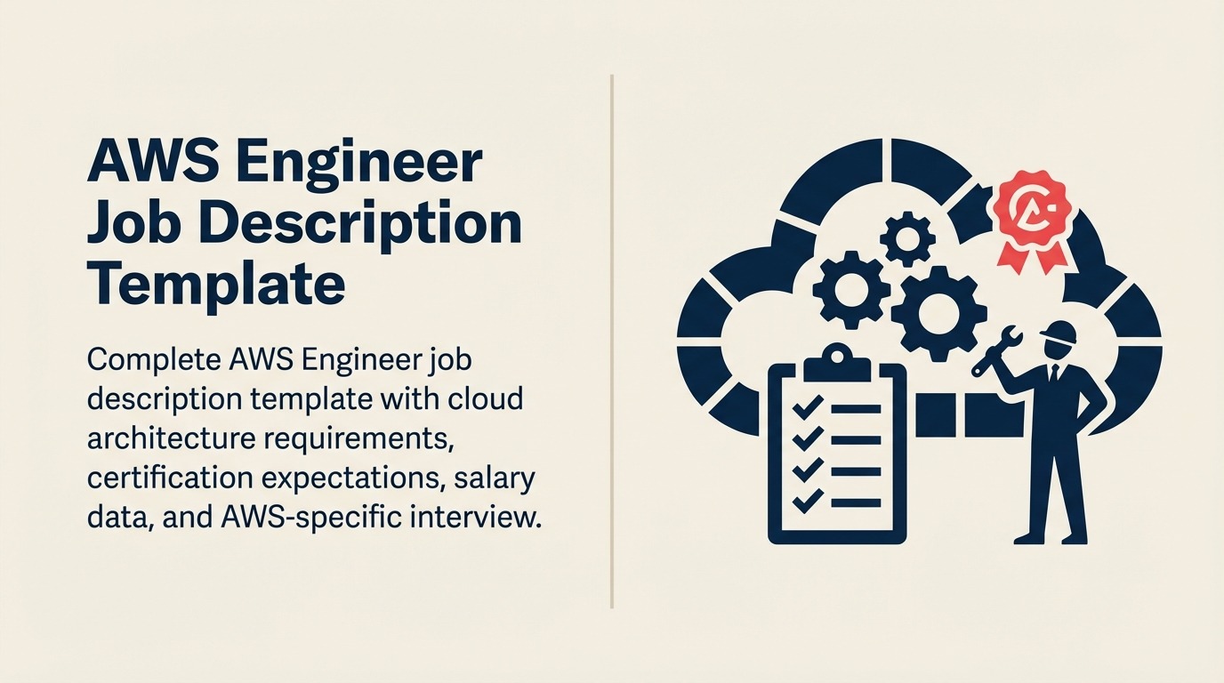 AWS Engineer job description visual with a cloud operations tower coordinating infrastructure, security, and automation