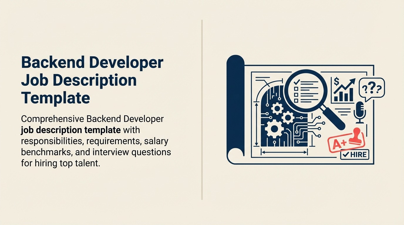 Backend Developer job description shown as a layered API, database, and security engine