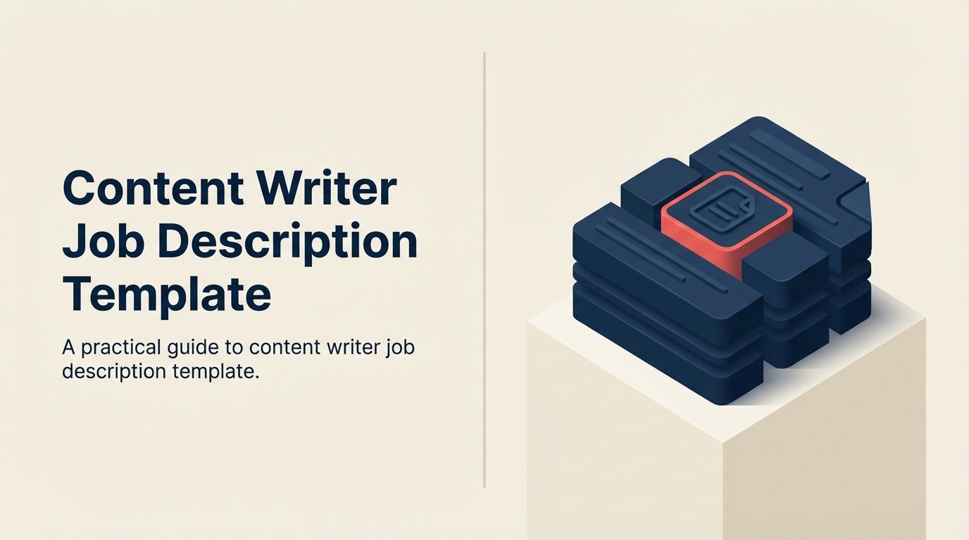Content Writer Job Description visual showing a distinctive role emblem for content writer built from the profession's core tools and one coral outcome marker