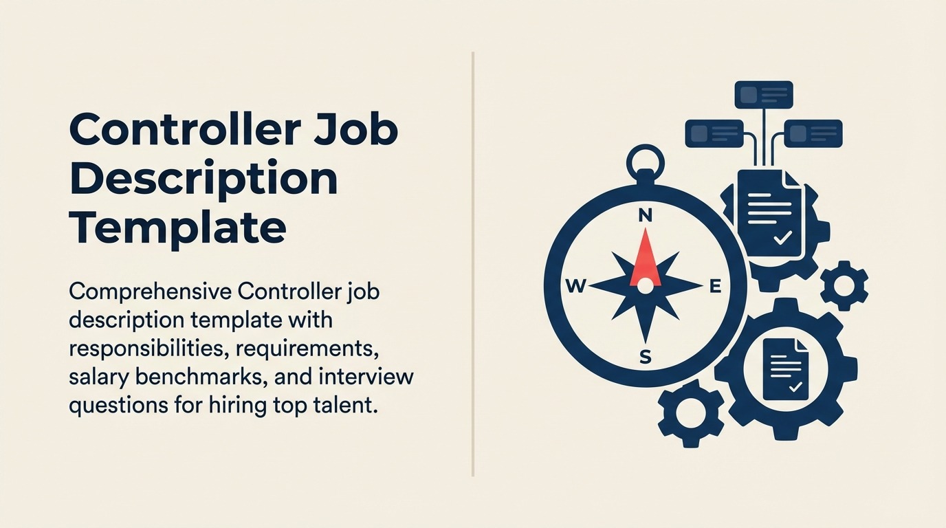 Controller Job Description illustrated with open ledger with approval seal