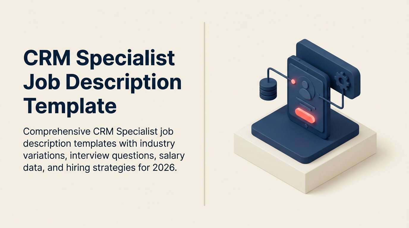 CRM Specialist Job Description illustrated with customer signal lens and lifecycle hub