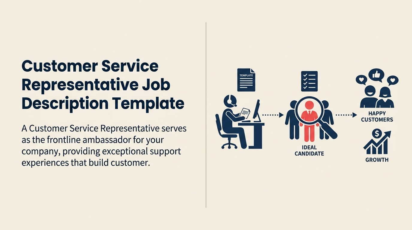 Customer Service Representative job description illustrated by a multi-channel service hub resolving customer requests