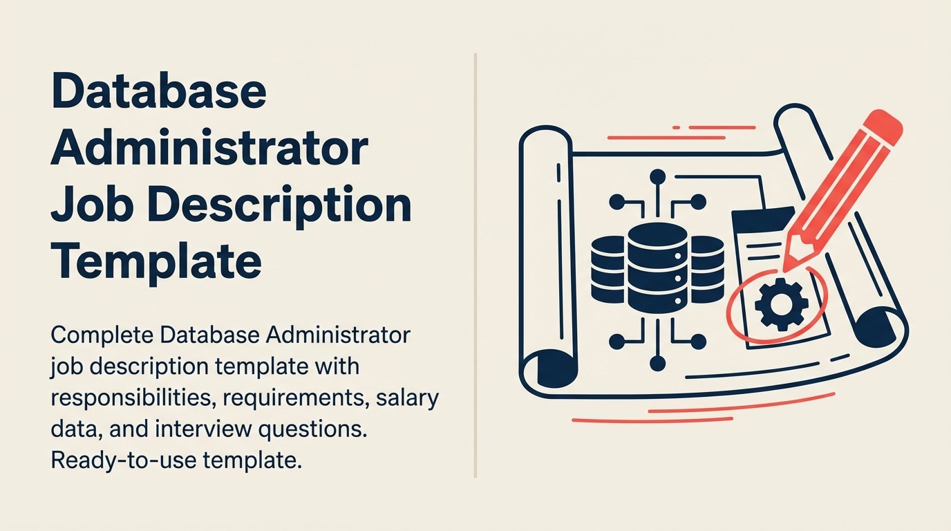 Database Administrator Job Description illustrated with a reinforced data vault with a performance dial and recovery hatch