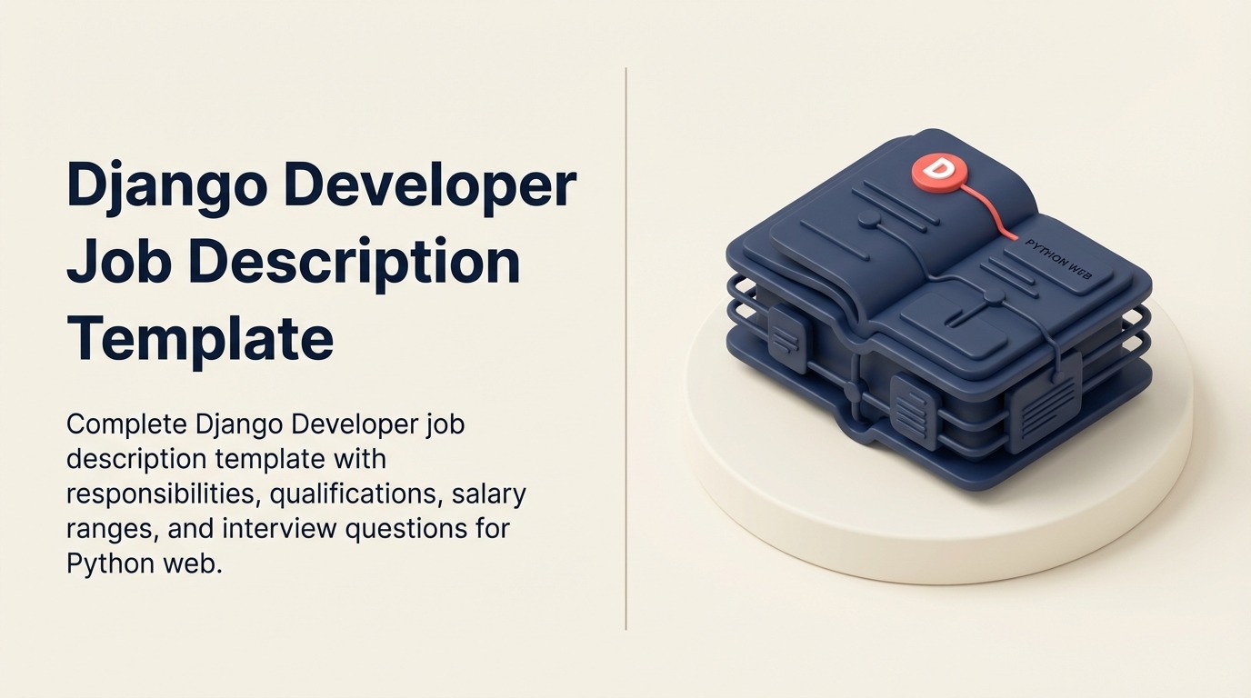 Django developer job description shown as a Python web bridge with a coral security keystone