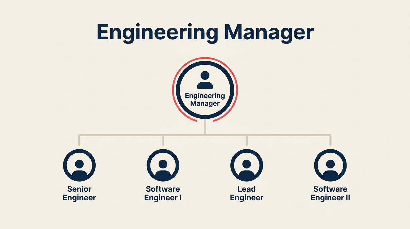 Engineering Manager job description shown as a bridge carrying team growth and delivery together