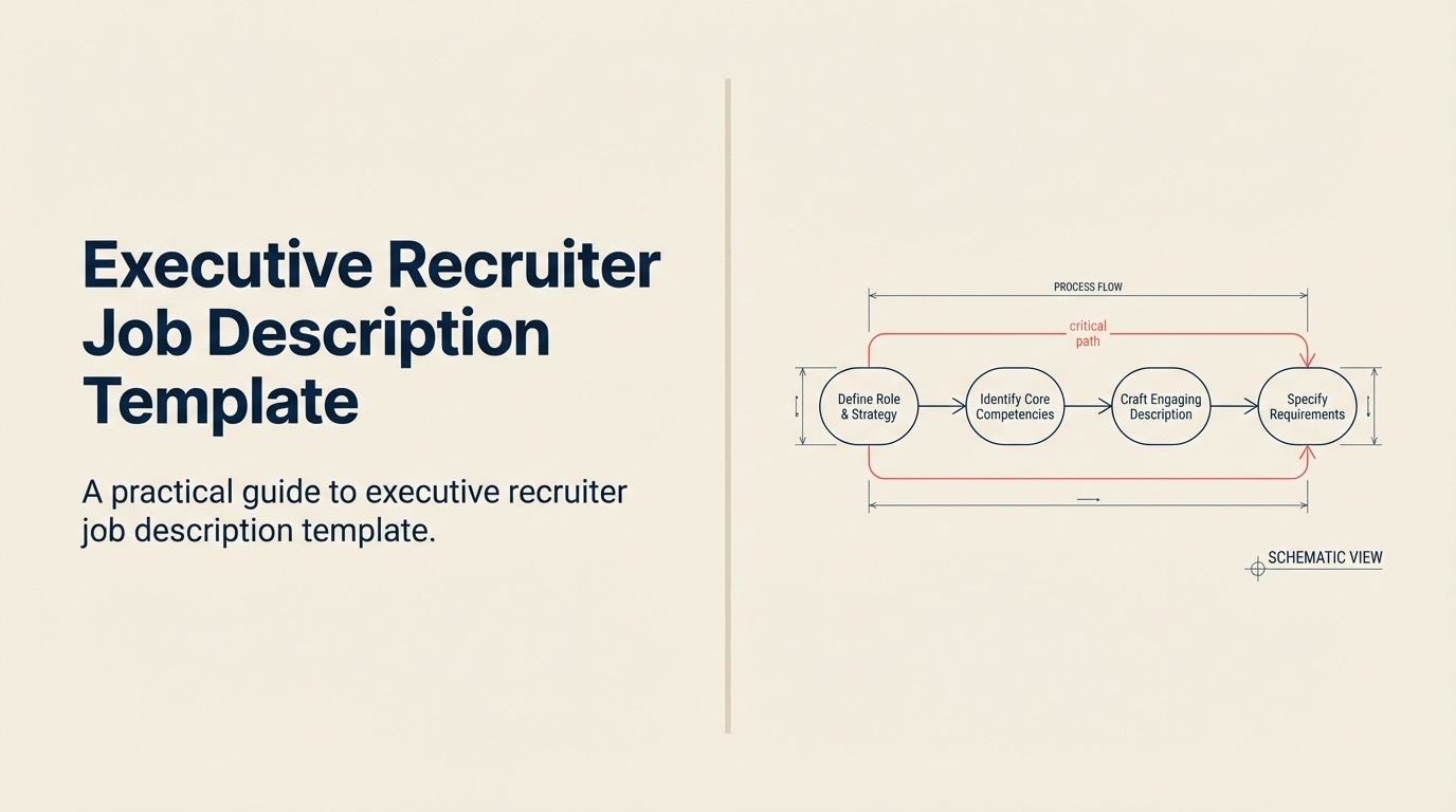 Executive Recruiter Job Description visual showing a distinctive role emblem for executive recruiter built from the profession's core tools and one coral outcome marker