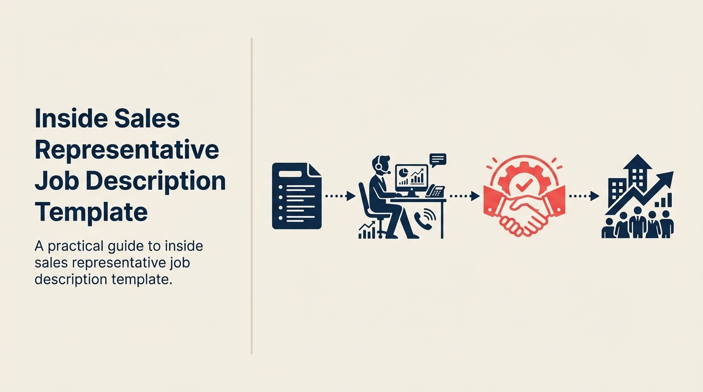 Inside Sales Representative Job Description illustration showing prospecting, calls, email, qualification, CRM pipeline.