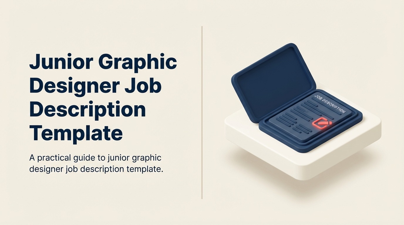 Junior Graphic Designer job description visual with a portfolio, grid ruler, brand color swatches, and digital stylus