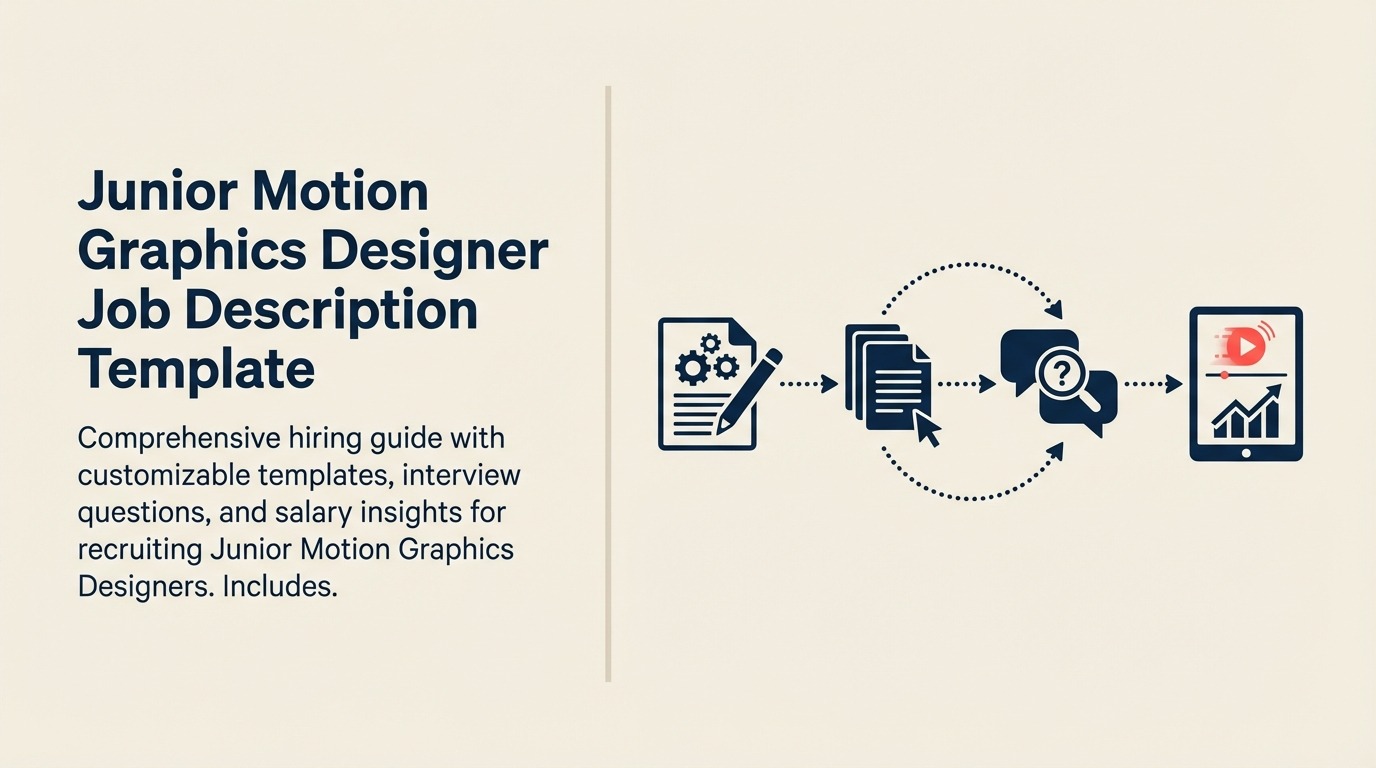 Junior Motion Graphics Designer Job Description illustrated with motion keyframe wheel and storyboard ribbon