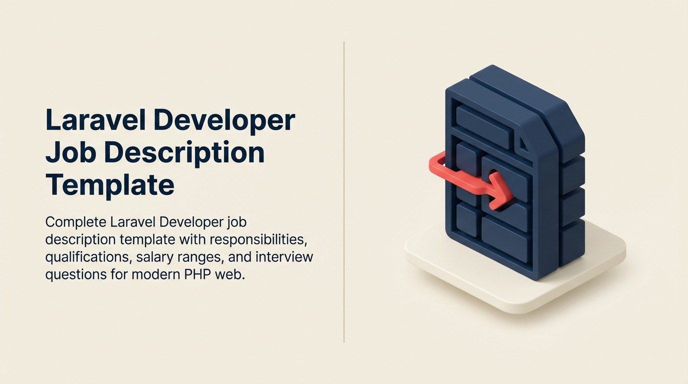Laravel Developer Job Description illustrated with routing arch moving a request through middleware rings and an MVC bridge to one response