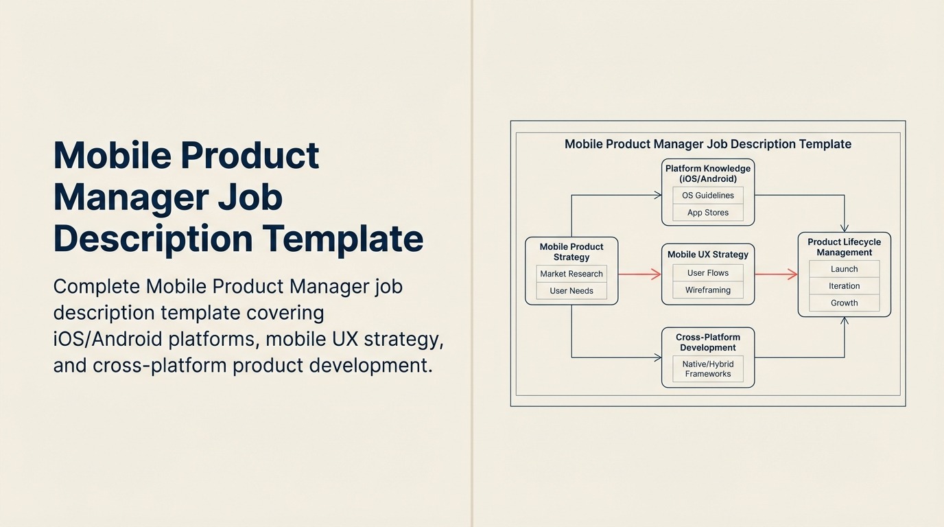 Mobile Product Manager job description illustrated by a phone-shaped bridge aligning iOS and Android paths to user outcomes