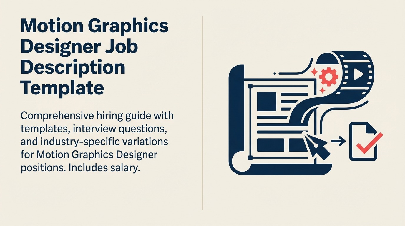 Motion Graphics Designer Job Description visual showing a distinctive role emblem for motion graphics designer built from the profession's core tools and one coral outcome marker