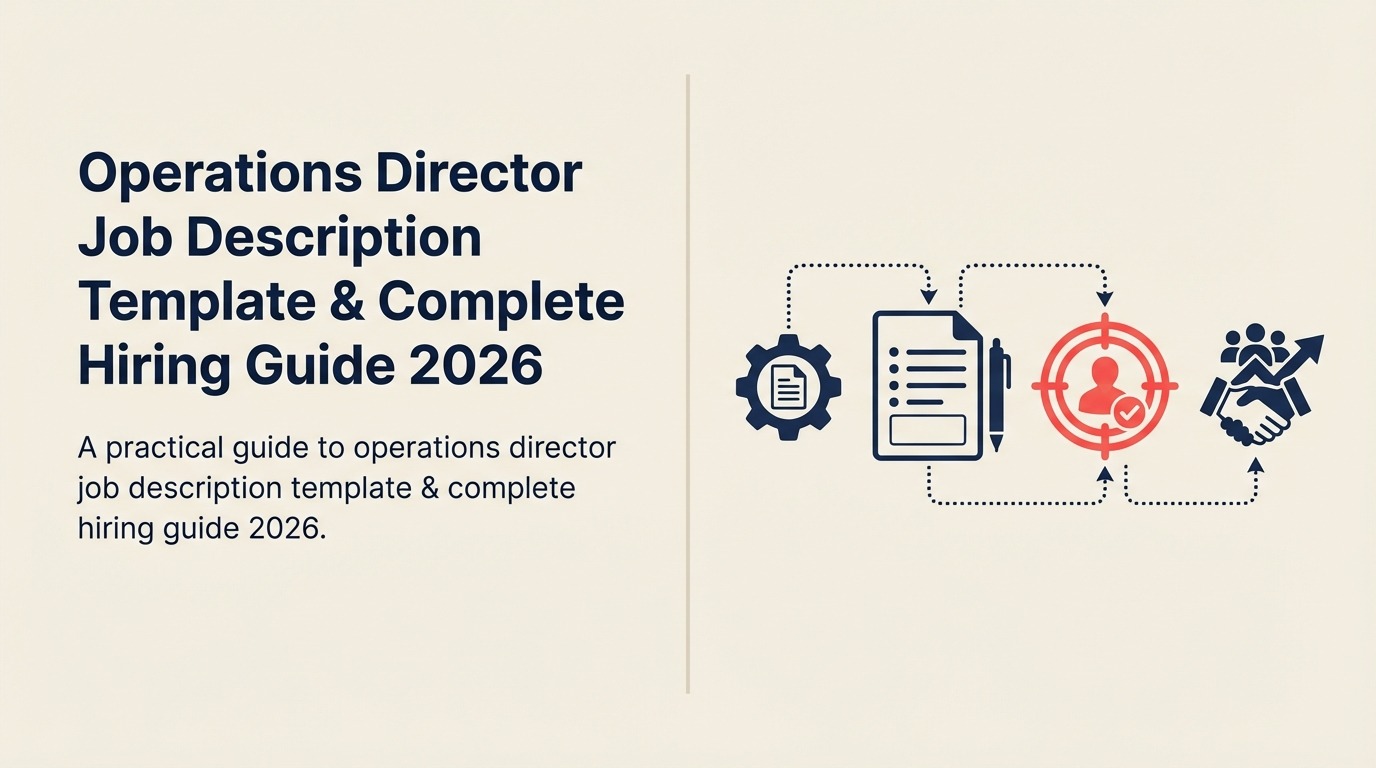 Operations Director Job Description: A premium rounded gearbox receives a strategy compass and turns interconnected operations wheels that release one coral enterprise outcome token