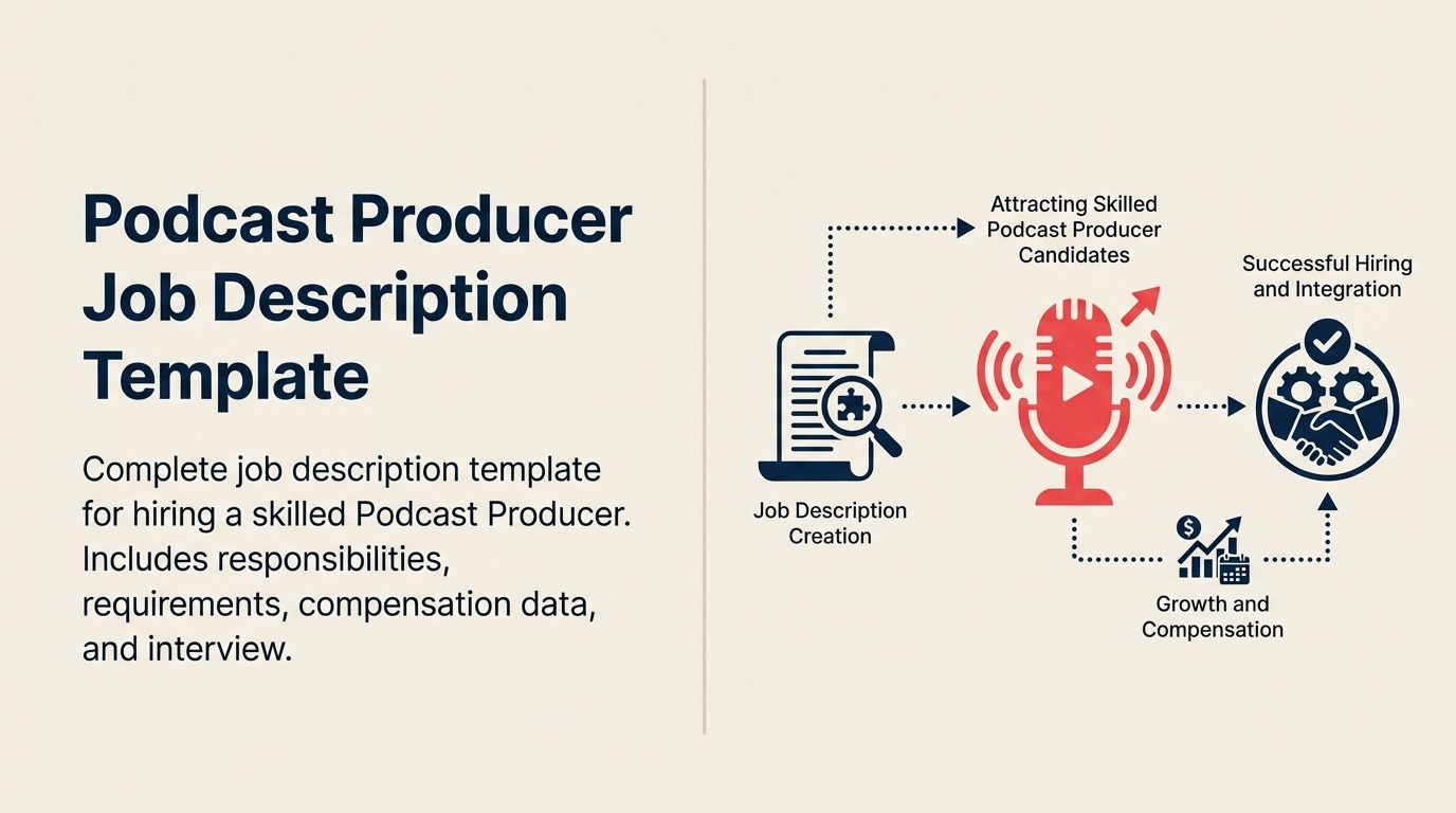 Podcast Producer job description shown as an audio loom weaving recordings into an episode