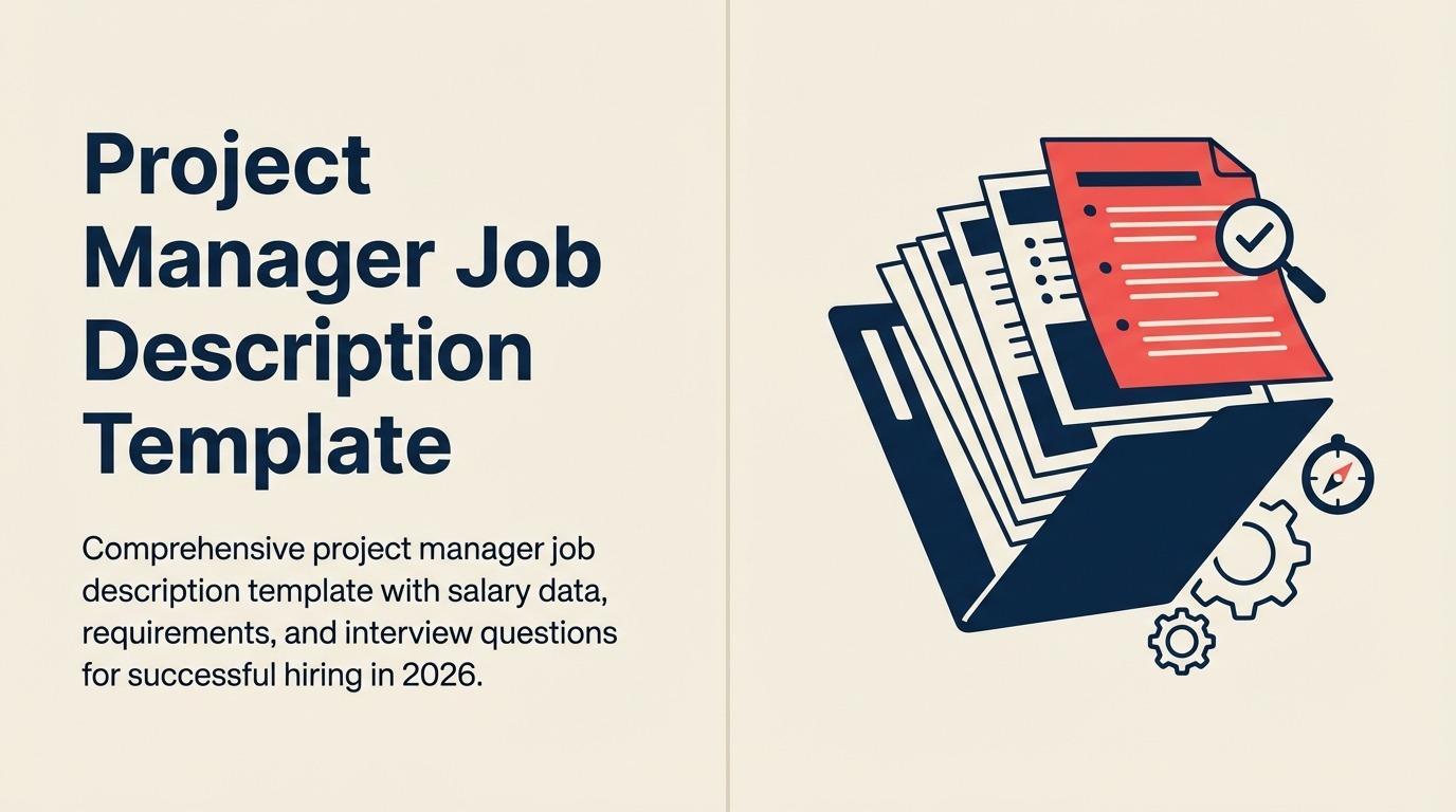 Project Manager Job Description illustrated with delivery compass threading five project constraints toward one outcome flag