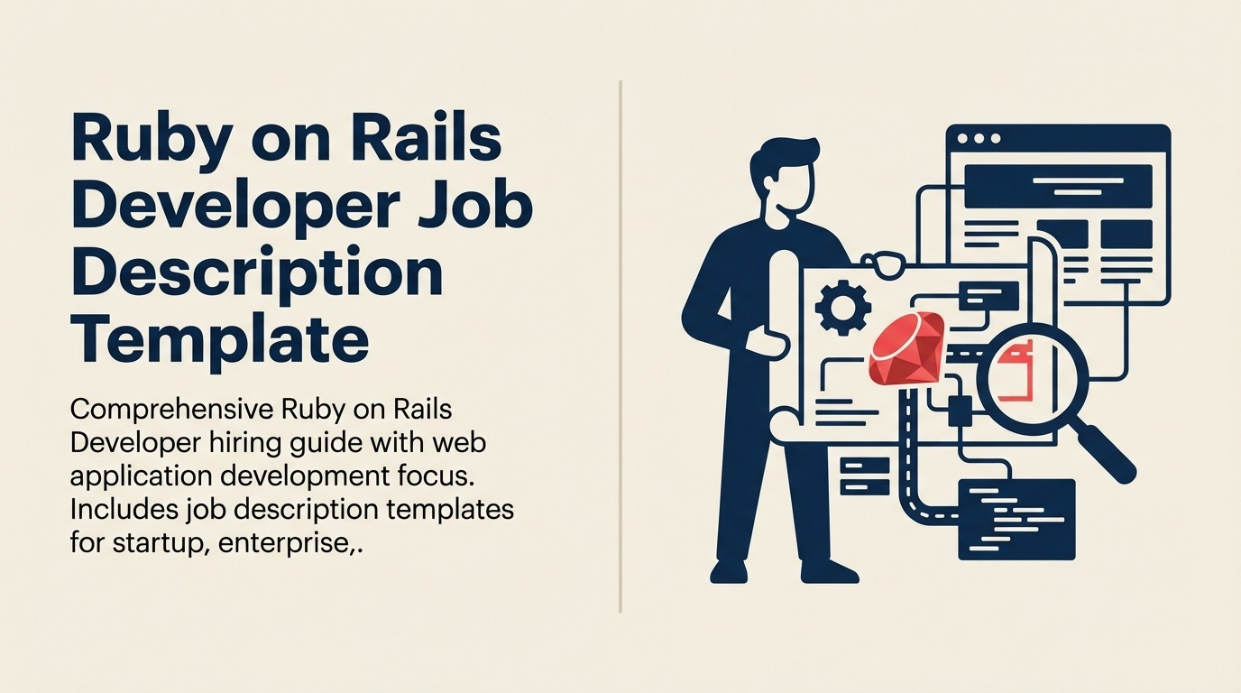 Ruby on Rails Developer job description illustrated by an application engine on rails connecting APIs and databases