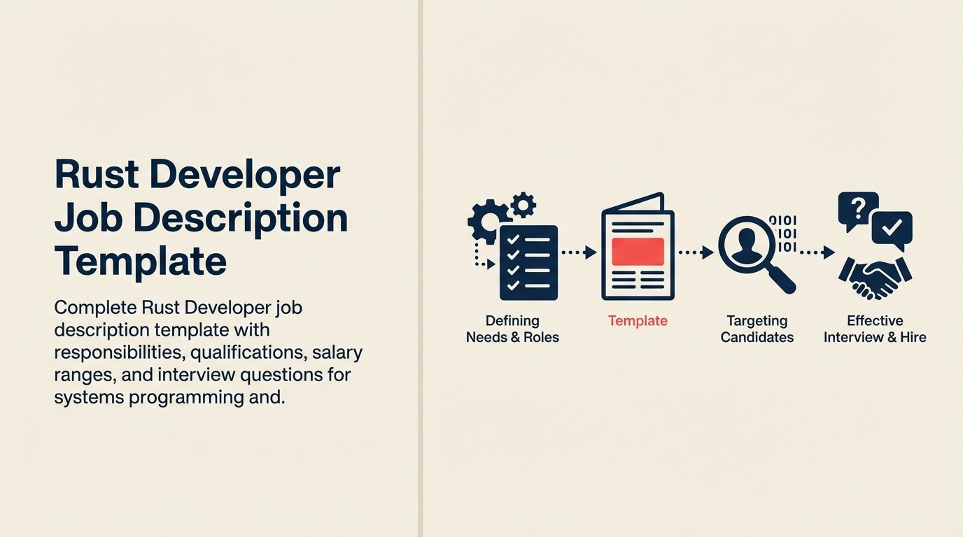 Rust Developer job description visual with a precision gearbox, safety lock, and high-speed path