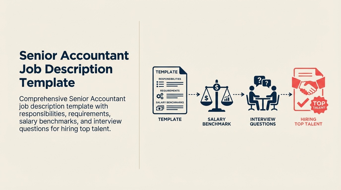 Senior accountant job description with precision ledger, balance, audit loupe, and mentoring book