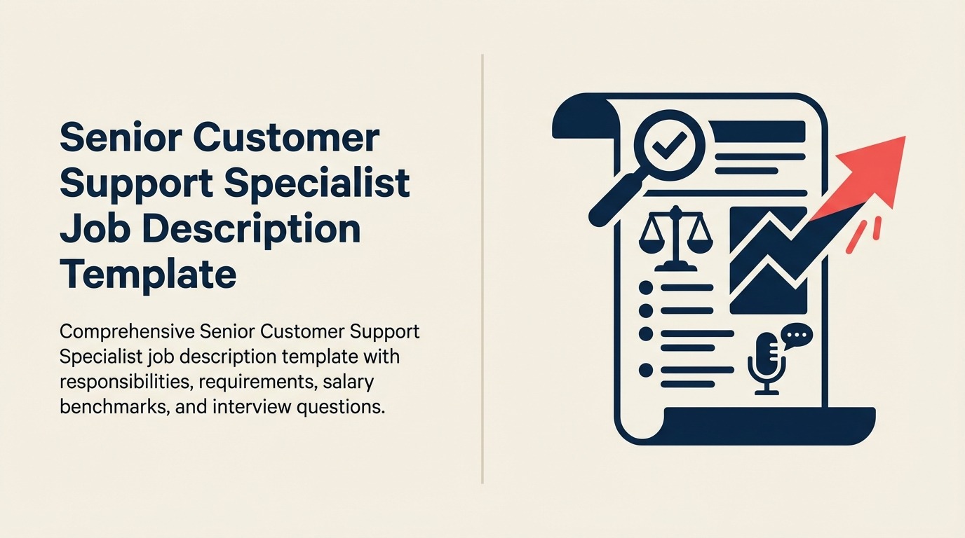 Senior Customer Support Specialist Job Description visual showing a distinctive role emblem for senior customer support specialist built from the profession's core tools and one coral outcome marker