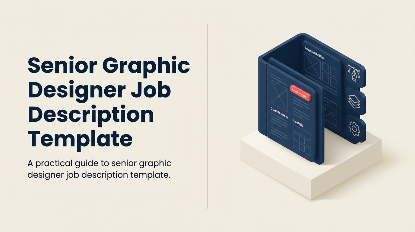 Senior graphic designer job description represented by a creative leadership toolkit with design compass and mentorship baton