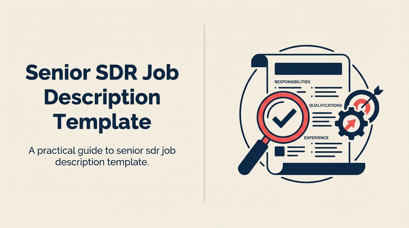 Senior SDR Job Description illustrated with a prospecting telescope aimed through an enterprise account maze with a mentoring beacon