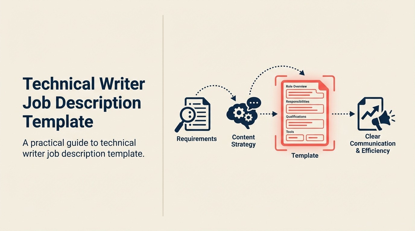 Technical Writer job description shown as a clarity prism turning complexity into guidance