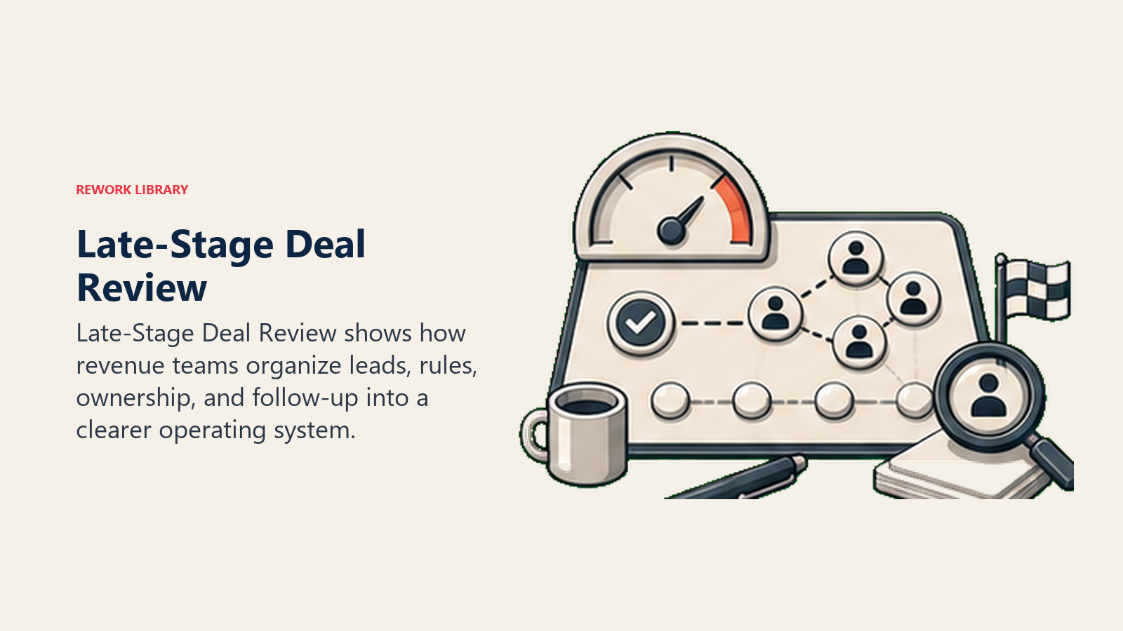 Late-stage deal review framework with risk scoring, stakeholder map, and close plan checklist