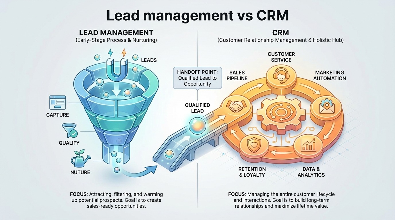 Lead Management vs CRM: Memahami Perbedaan Kritis - Panduan 2026