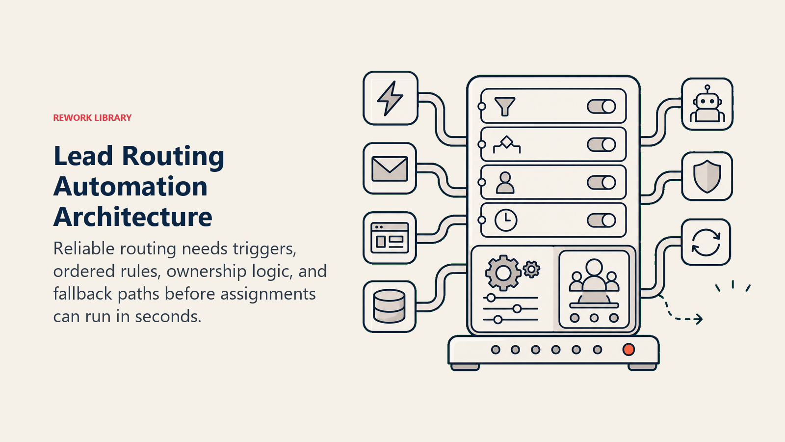 Lead Routing Automation Architecture engine with triggers, rules, intelligence, and fallback paths