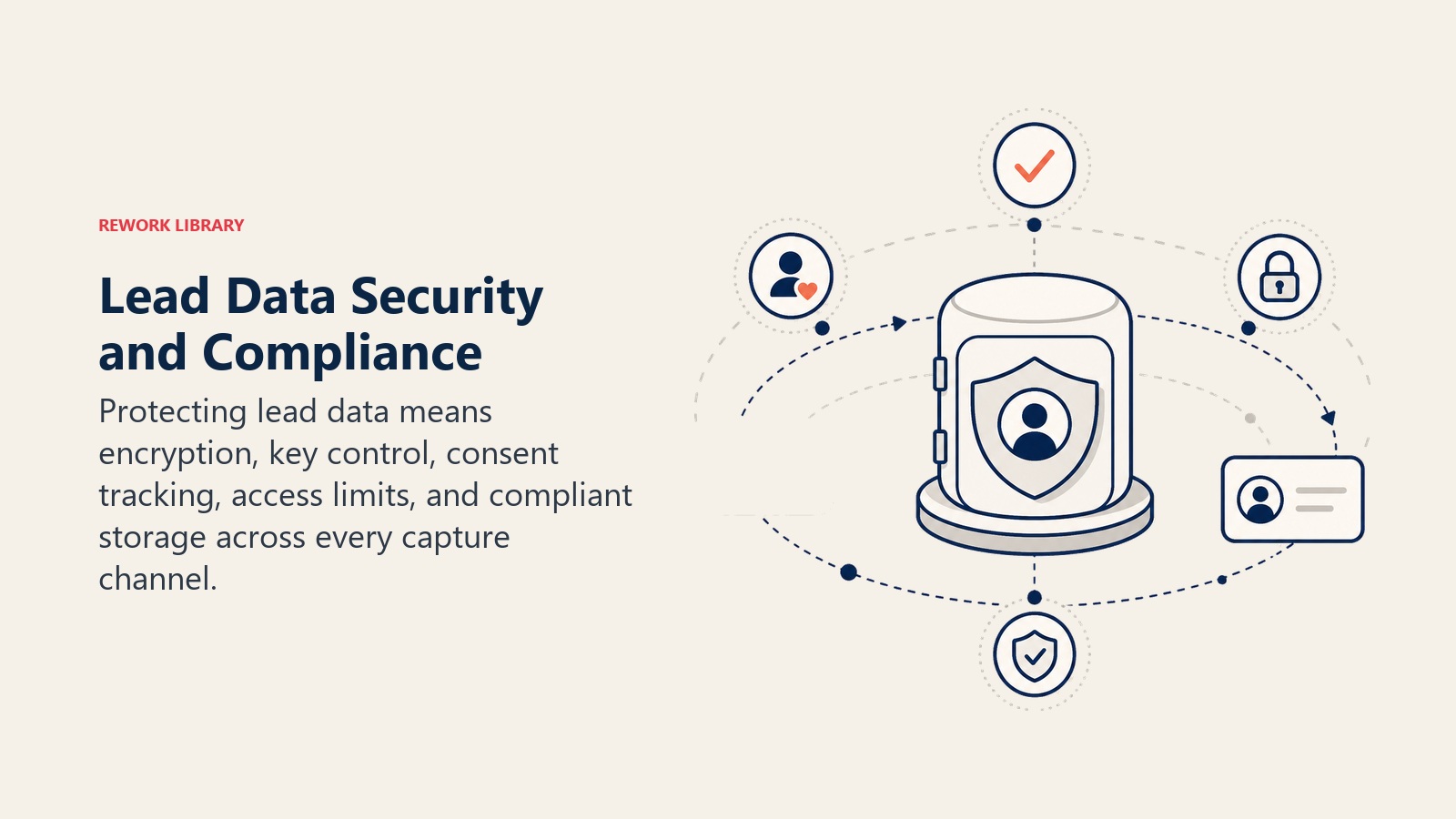 Lead Data Security and Compliance visual showing a data vault protecting lead tokens