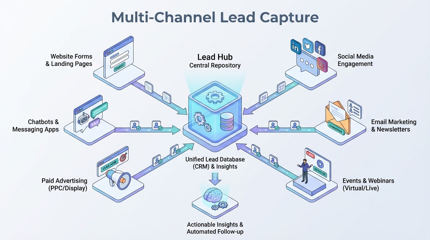Captura de Leads Multi-Canal e API: Construindo Seu Ecossistema de Leads - Guia 2026