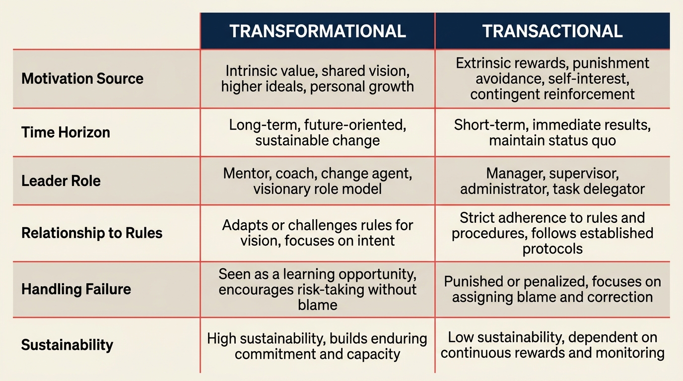 Vergleich transformationaler und transaktionaler Führung