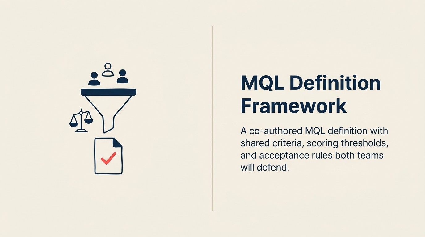 MQL definition framework, co-authored MQL criteria for marketing and sales alignment