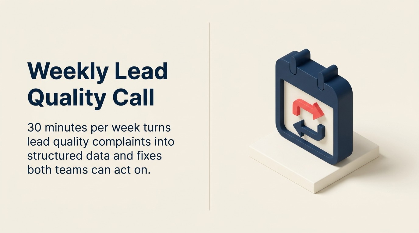 The weekly lead quality call turns complaints into structured pipeline data