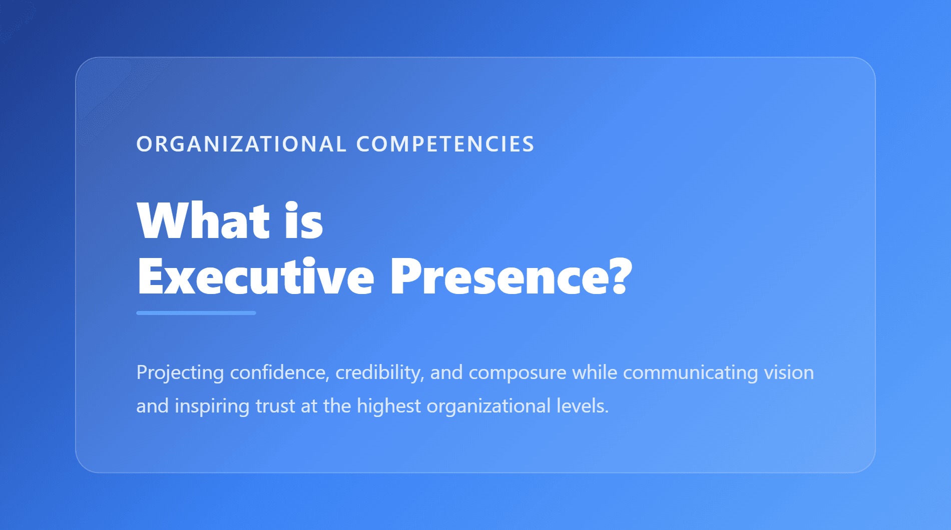 Executive Presence Framework shown as a steady leadership signal building stakeholder confidence rings