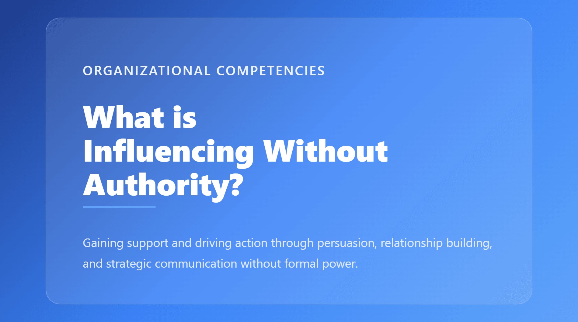 Influencing Without Authority: Framework für organisationale Kompetenz