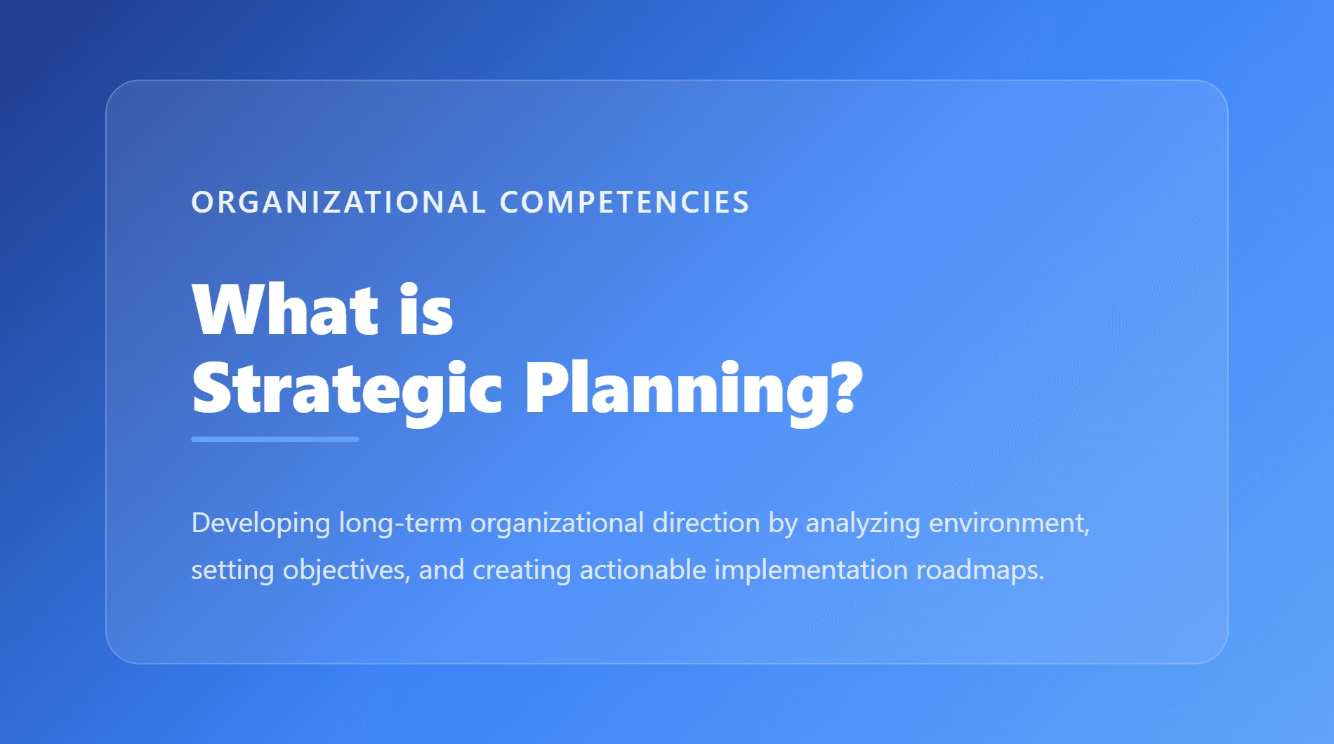 Strategic Planning: Organizational Capability Framework