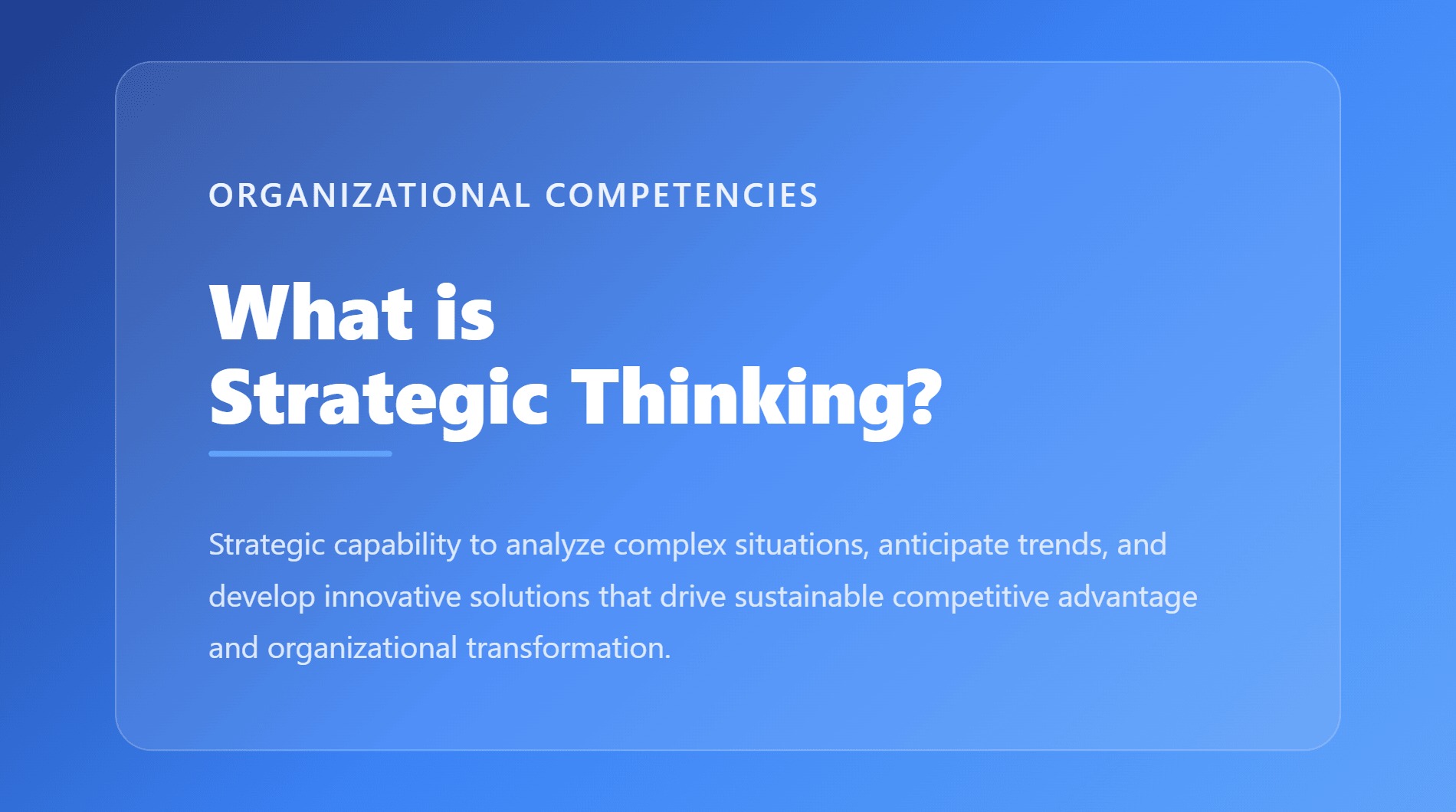 Strategic thinking capability combining multiple perspectives to reveal a future market opportunity