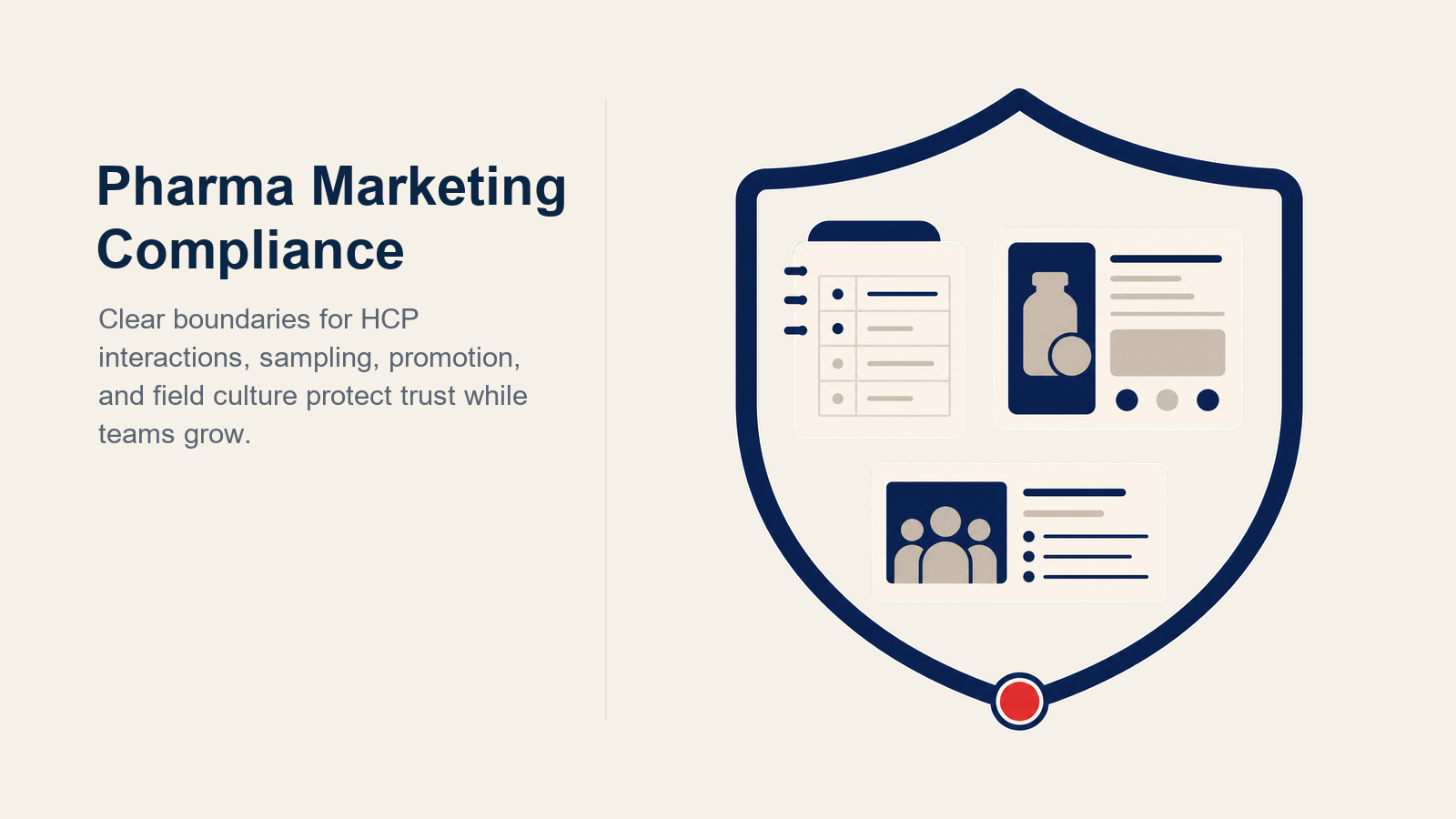 Pharmaceutical Marketing Compliance illustrated with compliance protection dome