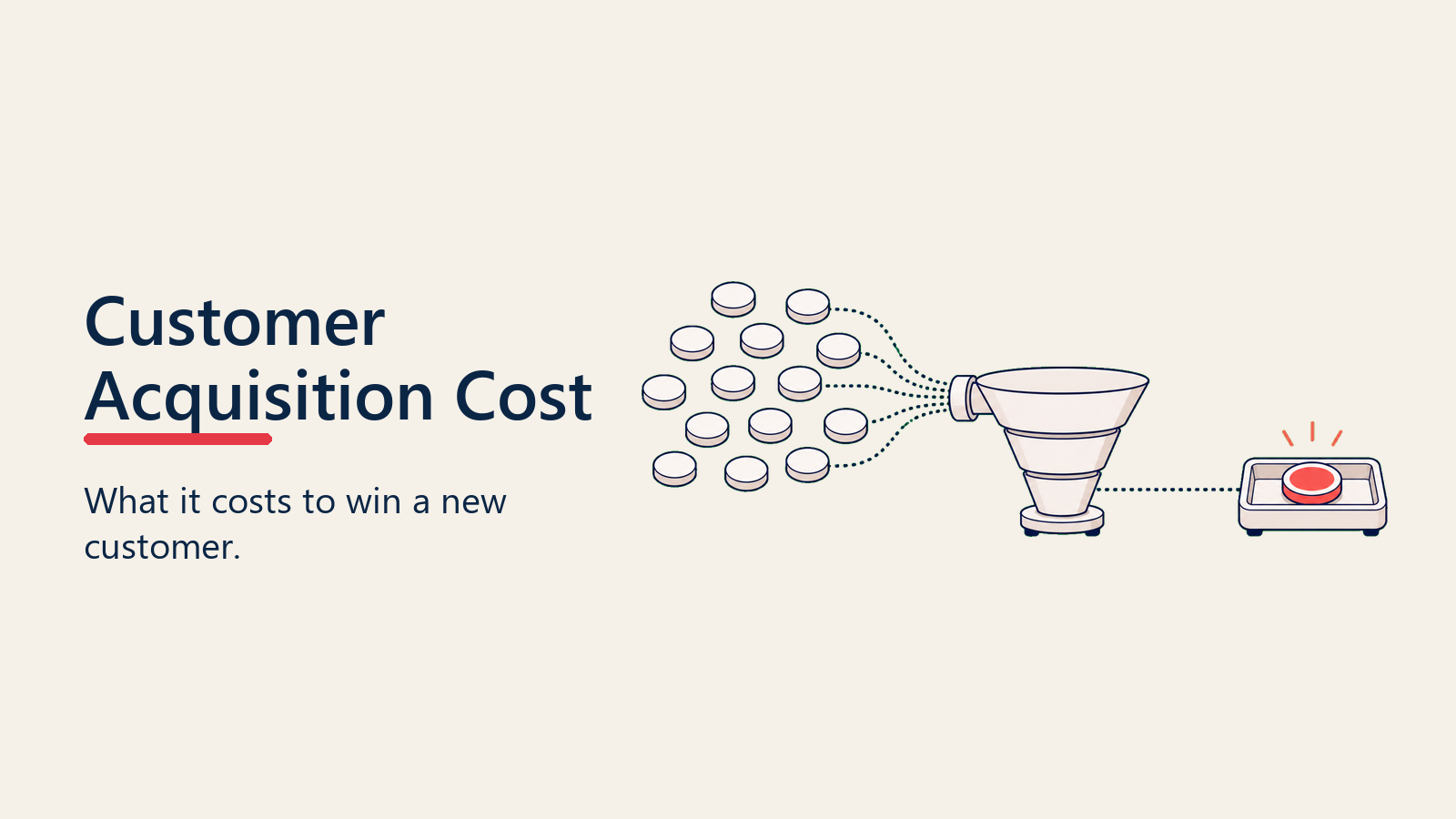 Acquisition funnel turning blank spend tokens into one new customer signal