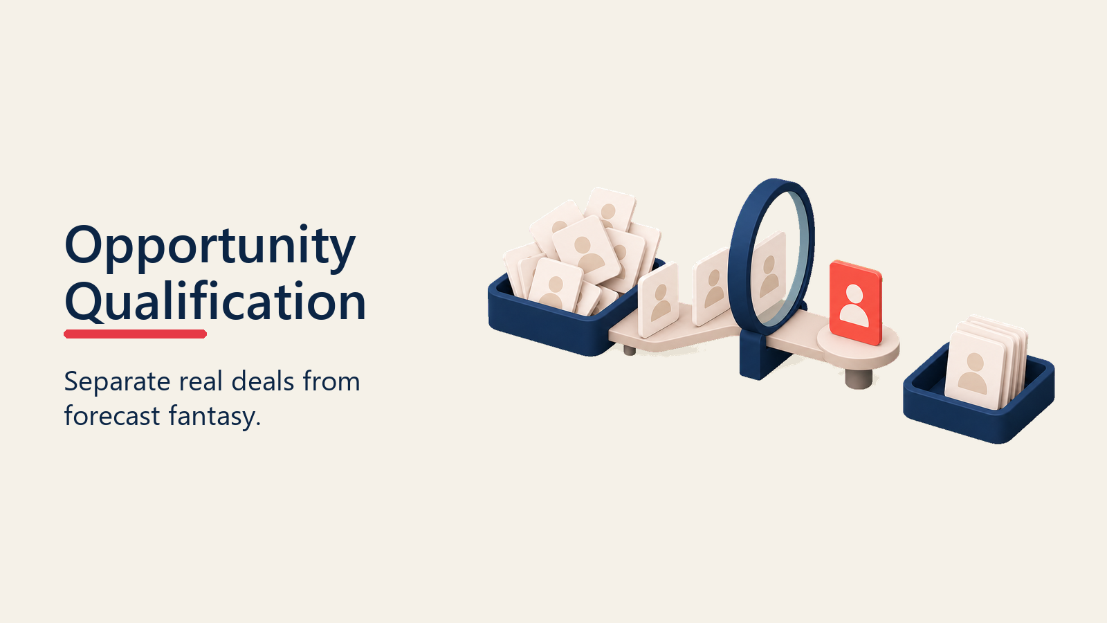 Qualification lens sorting real opportunities from weak pipeline cards