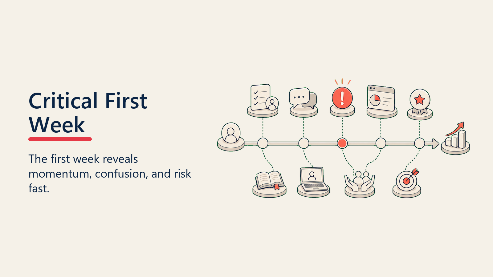 First Week Onboarding Momentum showing launch window with rising signal gauge