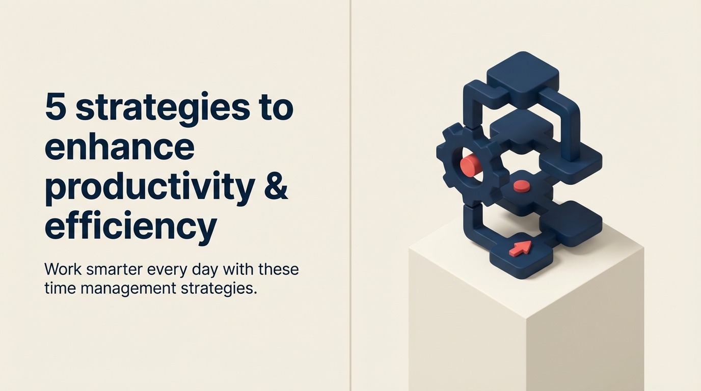 Productivity and efficiency strategies illustrated as a time-sorting workbench prioritizing and delegating tasks