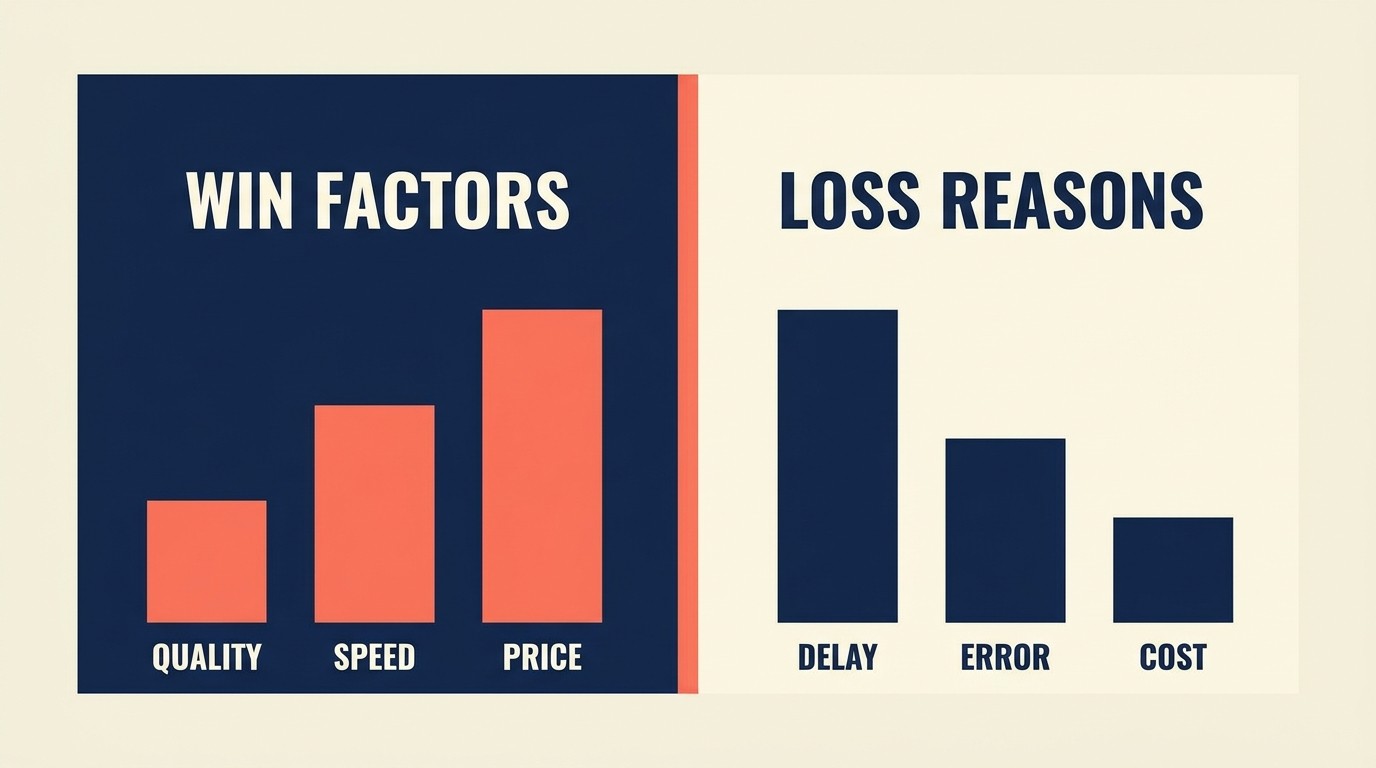Win-loss analysis loop turning every pitch outcome into process improvement and competitive intelligence