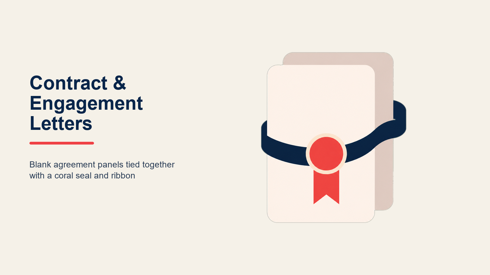Contracts and Engagement Letters illustrated with engagement agreement shield