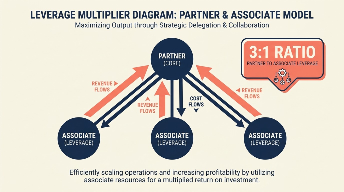 Valor de equity de partnership proveniente de clientes, propriedade intelectual e talento com multiplicador de leverage